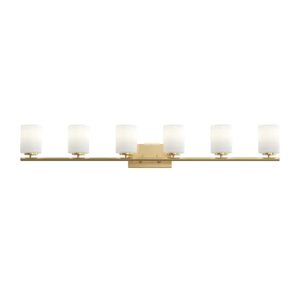 Replay Collection Six-Light Etched White Glass Bath Vanity Light - Image 14