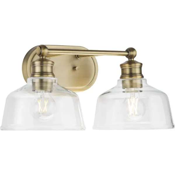 Singleton Two-Light 17" Vanity Light with Clear Glass Shades - Image 2