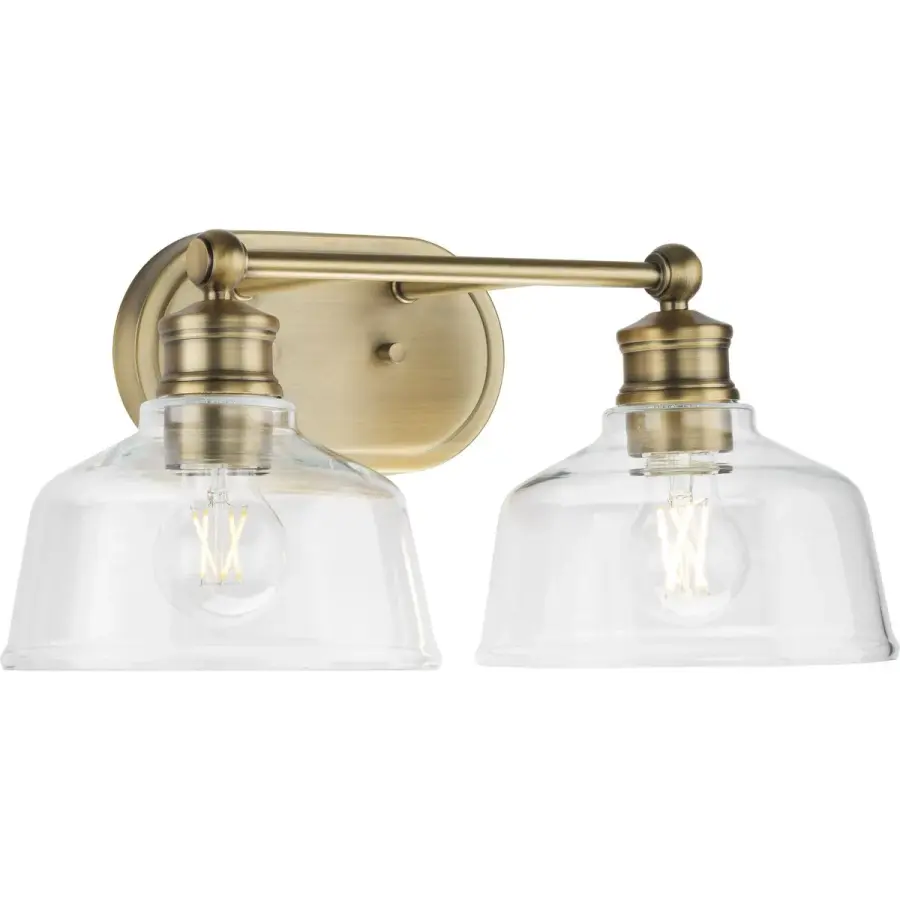 Singleton Two-Light 17" Vanity Light with Clear Glass Shades - Image 2