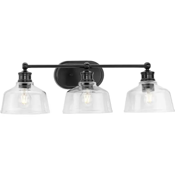 Singleton Three-Light Vanity Light with Clear Glass Shades - Image 4