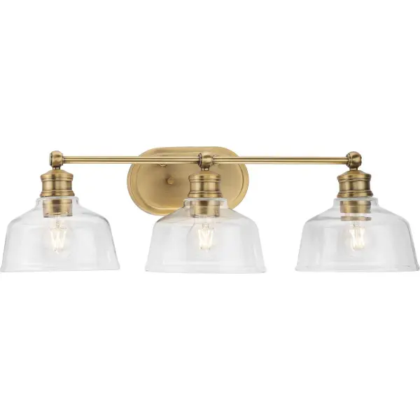 Singleton Three-Light Vanity Light with Clear Glass Shades - Image 5