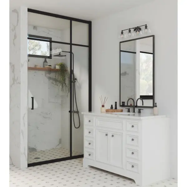 Singleton Four-Light 36" Vanity Light with Clear Glass Shades - Image 4