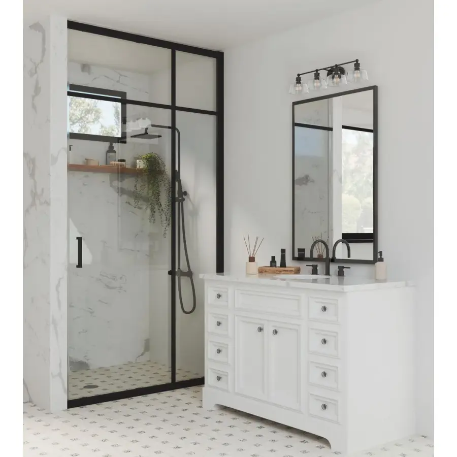 Singleton Four-Light 36" Vanity Light with Clear Glass Shades - Image 4