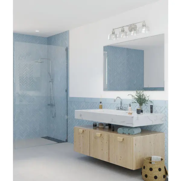 Singleton Four-Light 36" Vanity Light with Clear Glass Shades - Image 5