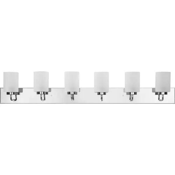 The Merry Collection delivers sophisticated bathroom lighting with six etched glass shades and brushed nickel finish. Perfect for larger vanities, this fixture combines classic elegance with modern functionality.