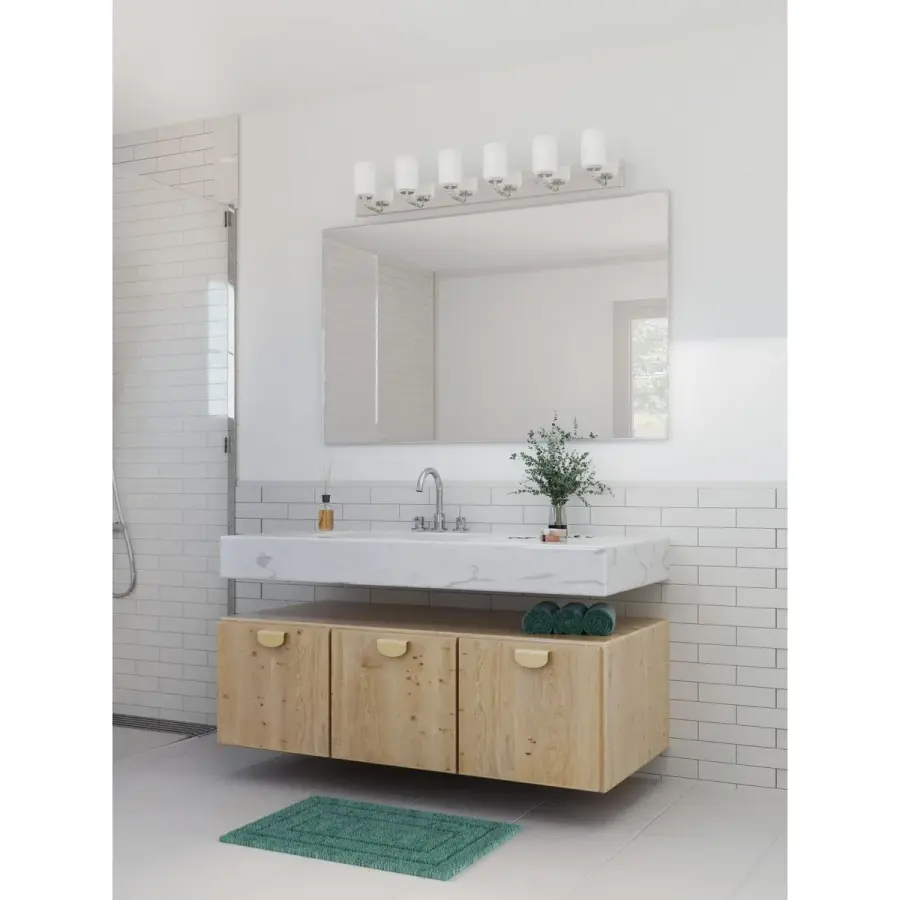 Merry Collection Six-Light Etched Glass Bath Vanity Wall Light - Image 4