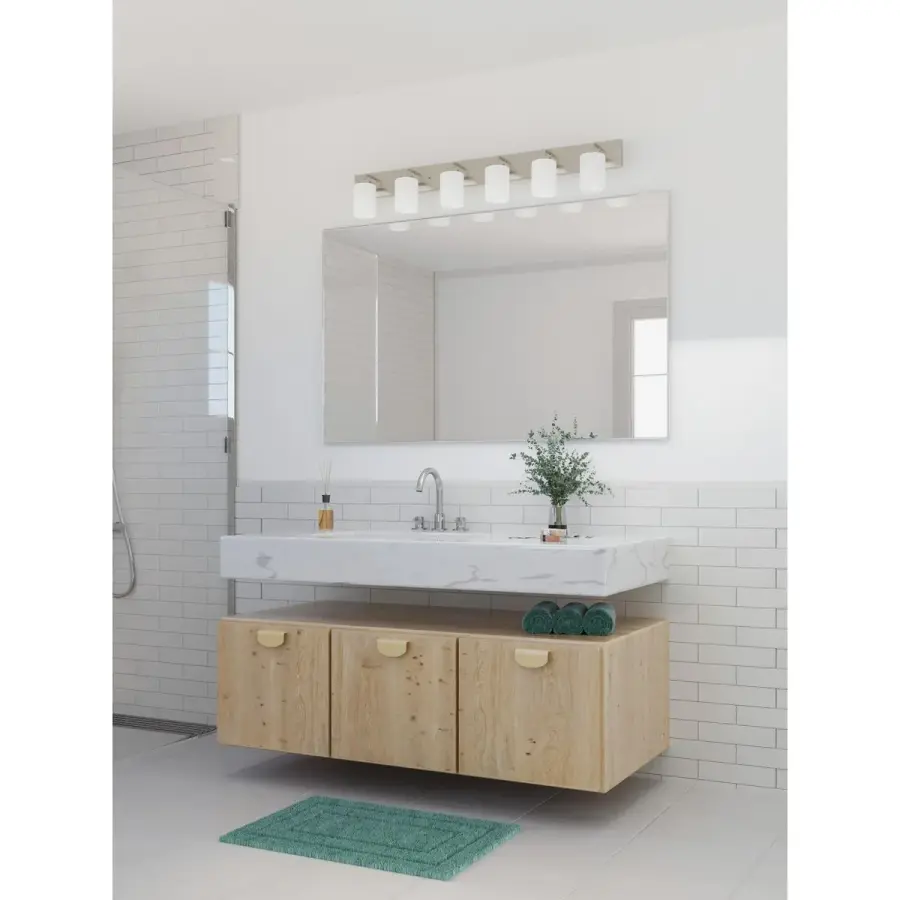 Merry Collection Six-Light Etched Glass Bath Vanity Wall Light - Image 5