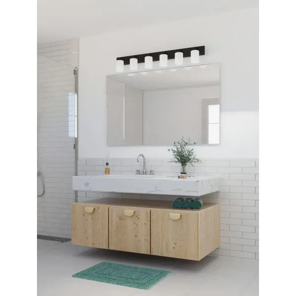 Merry Collection Six-Light Etched Glass Bath Vanity Wall Light - Image 6