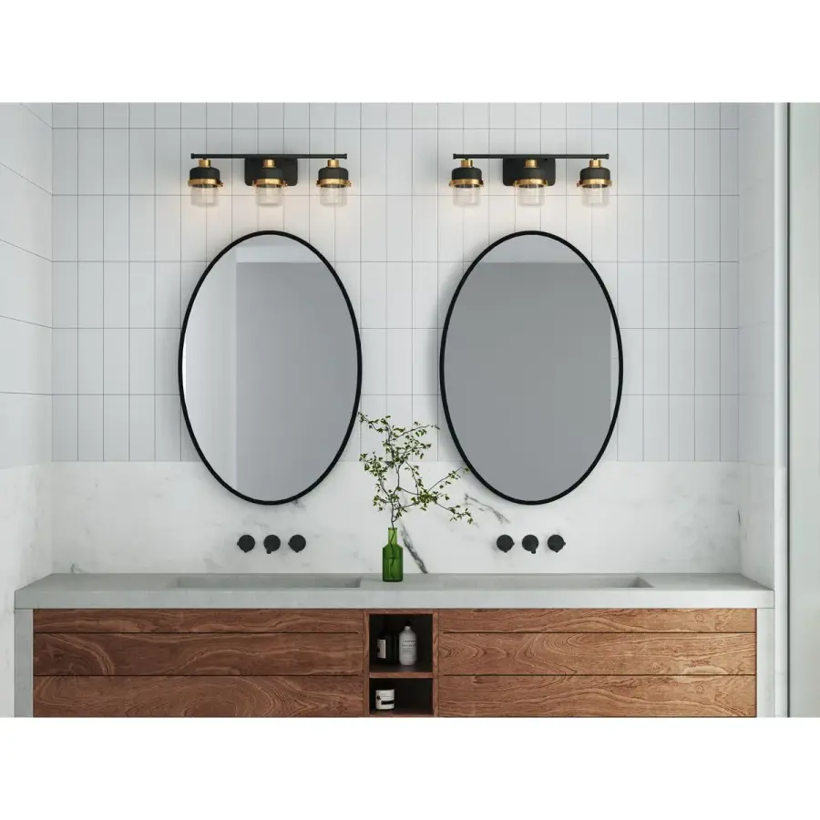 Beckner Three-Light Clear Glass Bath Light - Image 3