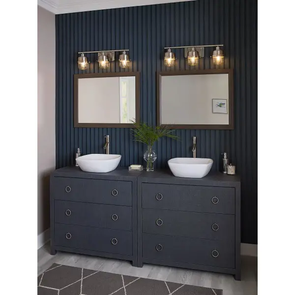 Beckner Three-Light Clear Glass Bath Light - Image 4