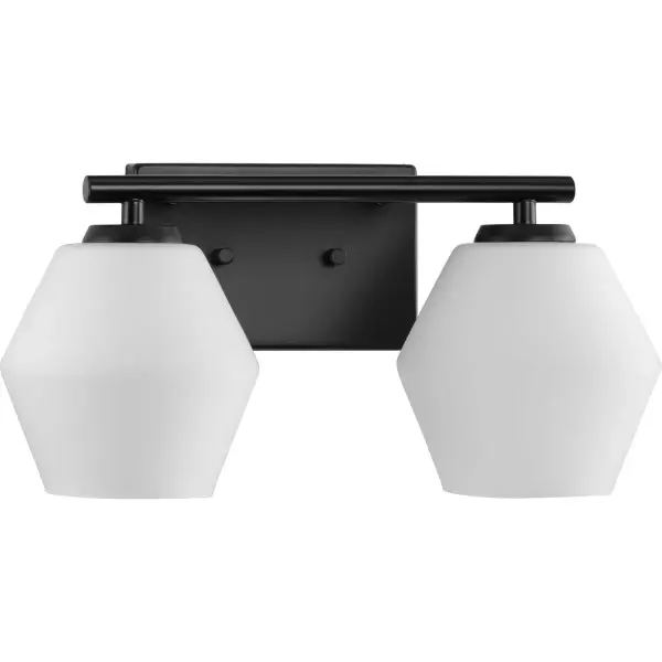 The Copeland vanity light brings timeless mid-century style to contemporary bathrooms with its brushed nickel finish and two-light configuration, perfect for powder rooms and master baths seeking understated elegance. - alternate view