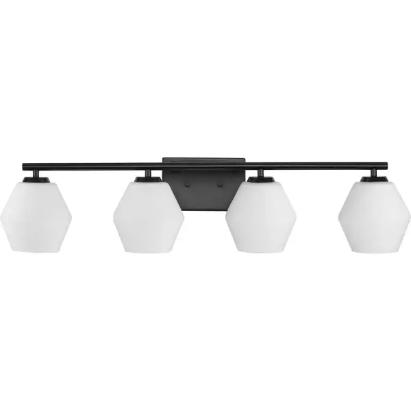 The Copeland vanity light brings mid-century modern elegance to bathroom spaces with its clean lines and brushed nickel finish. Four lights provide excellent illumination for grooming tasks while the timeless design complements both contemporary and transitional interiors. - alternate view