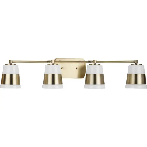 The Haven Collection combines mid-century modern aesthetics with contemporary functionality. Four opal glass globes provide even, flattering illumination perfect for grooming tasks while the brushed nickel finish adds sophistication. - alternate view