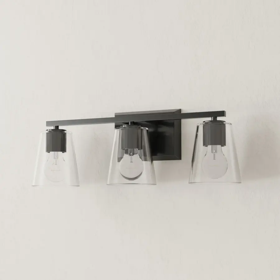 Vertex Three-Light Clear Glass Bath Light - Image 1