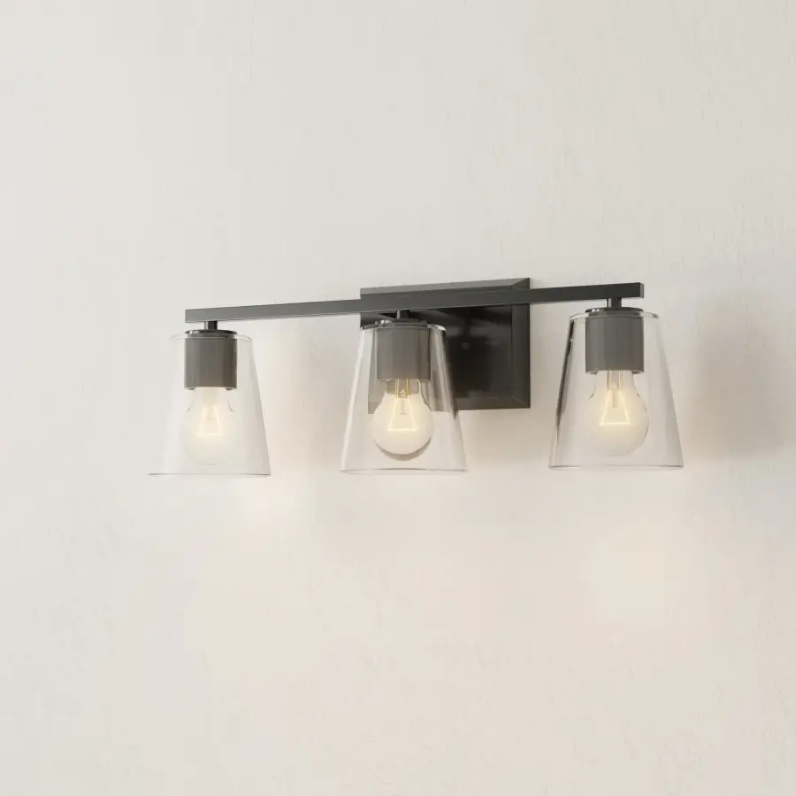 Vertex Three-Light Clear Glass Bath Light - Image 2