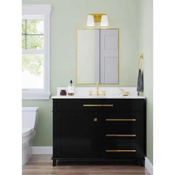 Vertex Two-Light Etched White Glass Bath Light - Image 4