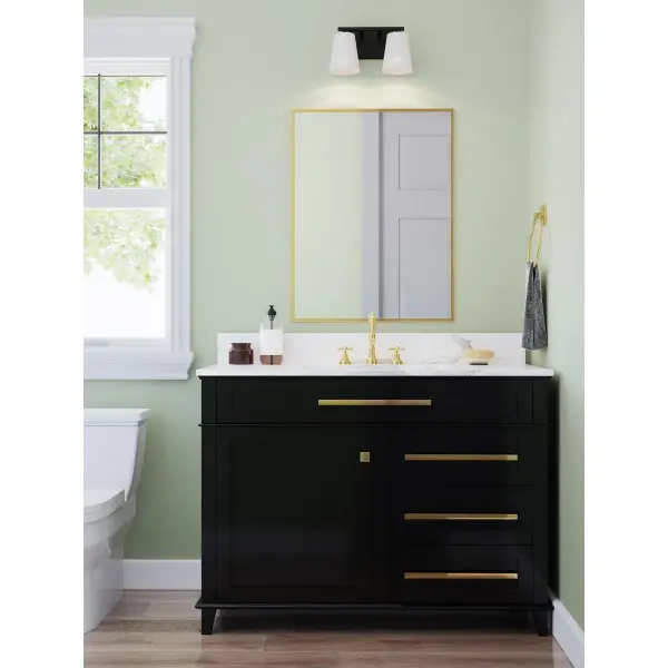 Vertex Two-Light Etched White Glass Bath Light - Image 6