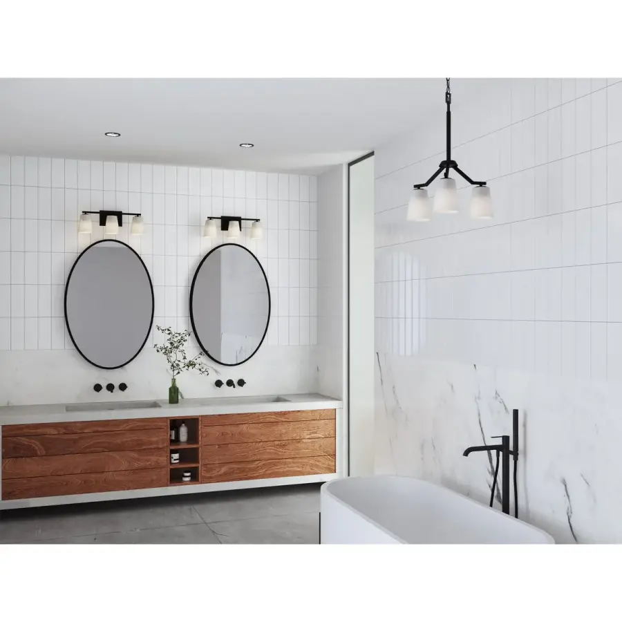 Vertex Three-Light Etched White Glass Bath Light - Image 5