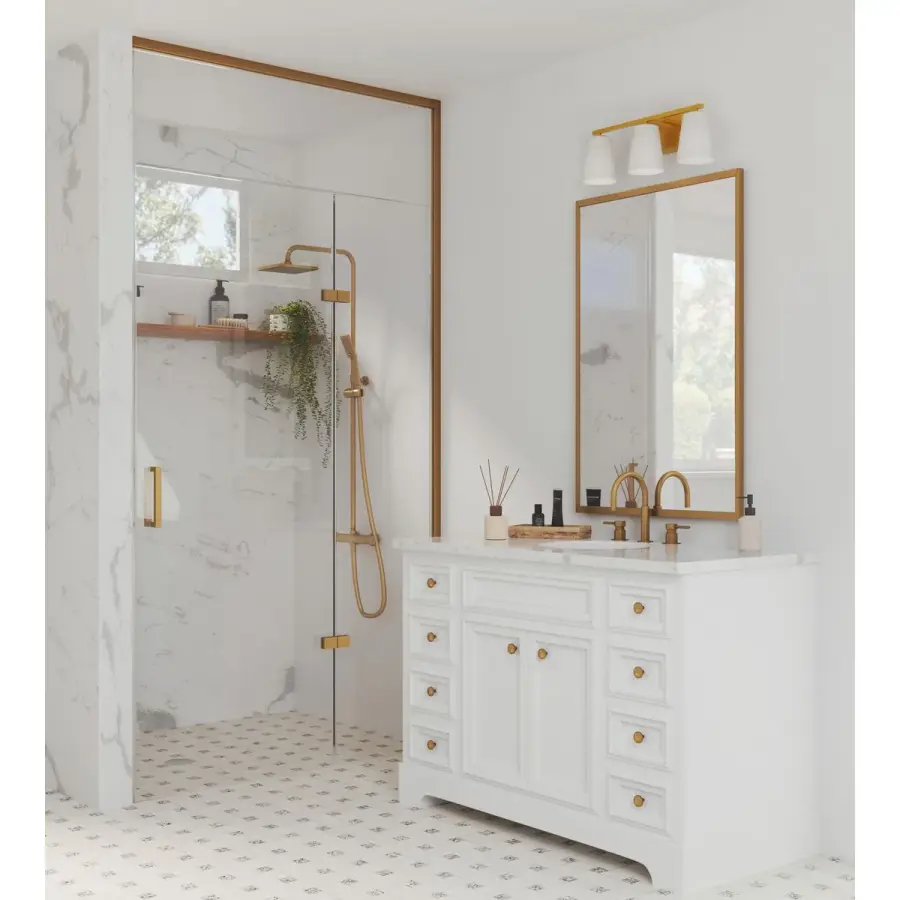 Vertex Three-Light Etched White Glass Bath Light - Image 6