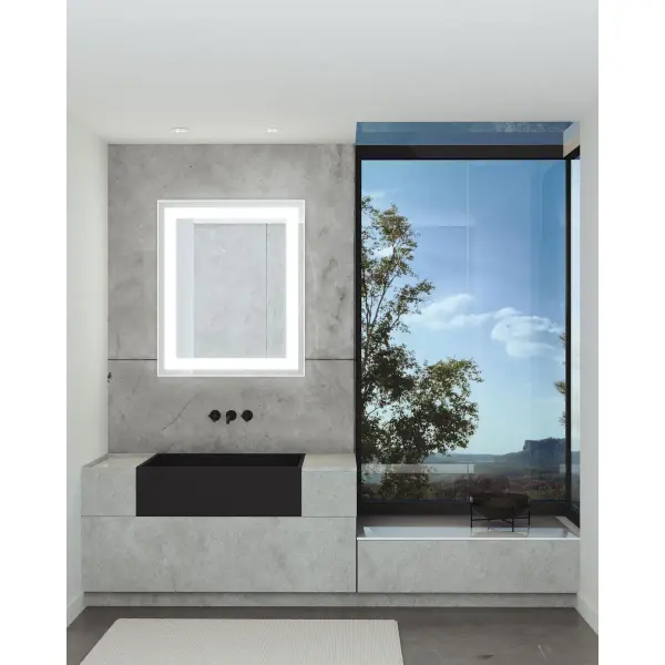 The Captarent illuminated mirror combines sleek rectangular design with integrated LED lighting and color temperature control. At 36" x 42", it provides excellent coverage for vanity applications with energy-efficient, Title 24 compliant lighting. - alternate view