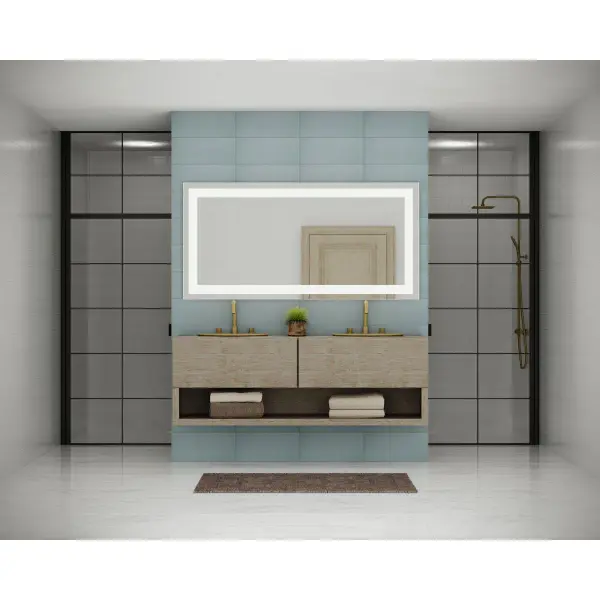 This 72-inch illuminated mirror delivers professional-grade lighting with color temperature control, ideal for spacious bathrooms. California Title 24 compliant with integrated LED technology for energy efficiency. - alternate view