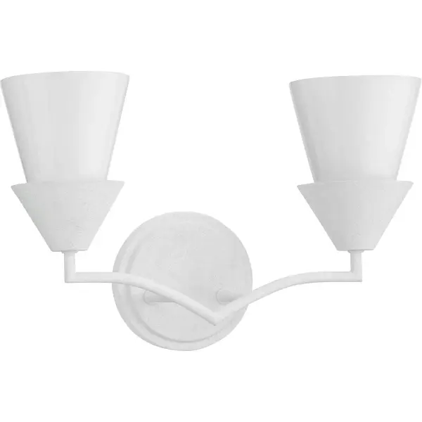 The Pinellas two-light vanity fixture brings contemporary elegance to bathroom spaces with its distinctive white plaster finish and clean lines. Title 20/22 and JA8 compliant for California installations.
