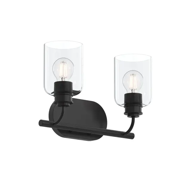 The Reines vanity light combines brushed nickel finish with clean lines for a sophisticated bathroom upgrade. Its two-light design provides balanced illumination ideal for grooming tasks while maintaining a refined aesthetic. - alternate view