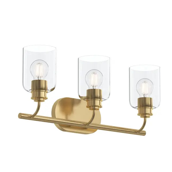 The Reines vanity light combines transitional styling with practical three-light illumination, perfect for modern bathrooms. Its brushed nickel finish and clean lines complement various décor styles. - alternate view