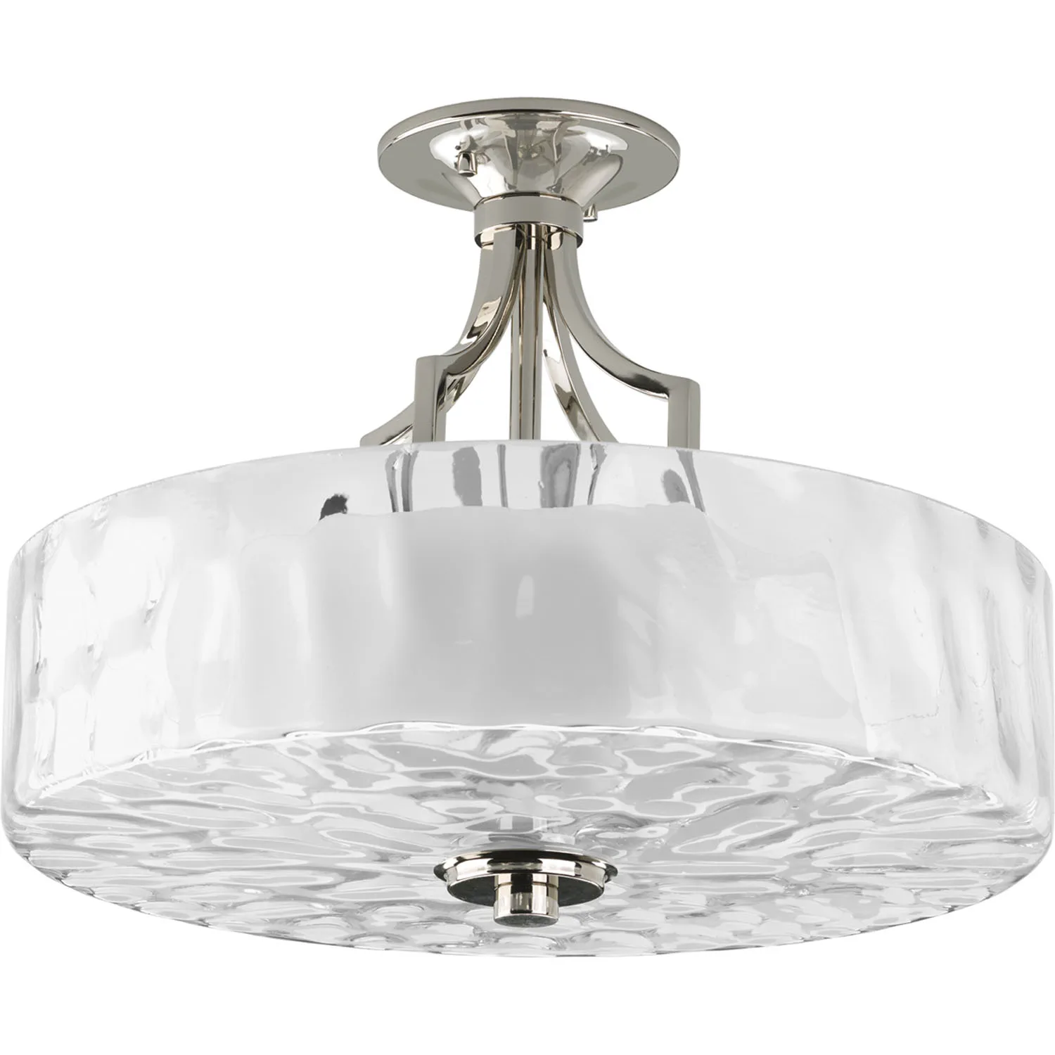 Caress Two Light Semi-Flush Mount in Polished Nickel