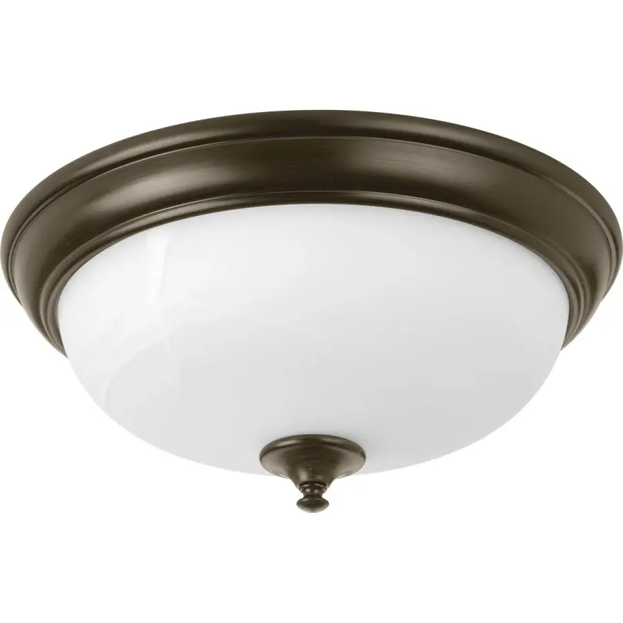 15" LED Alabaster Glass Flush Mount in Antique Bronze