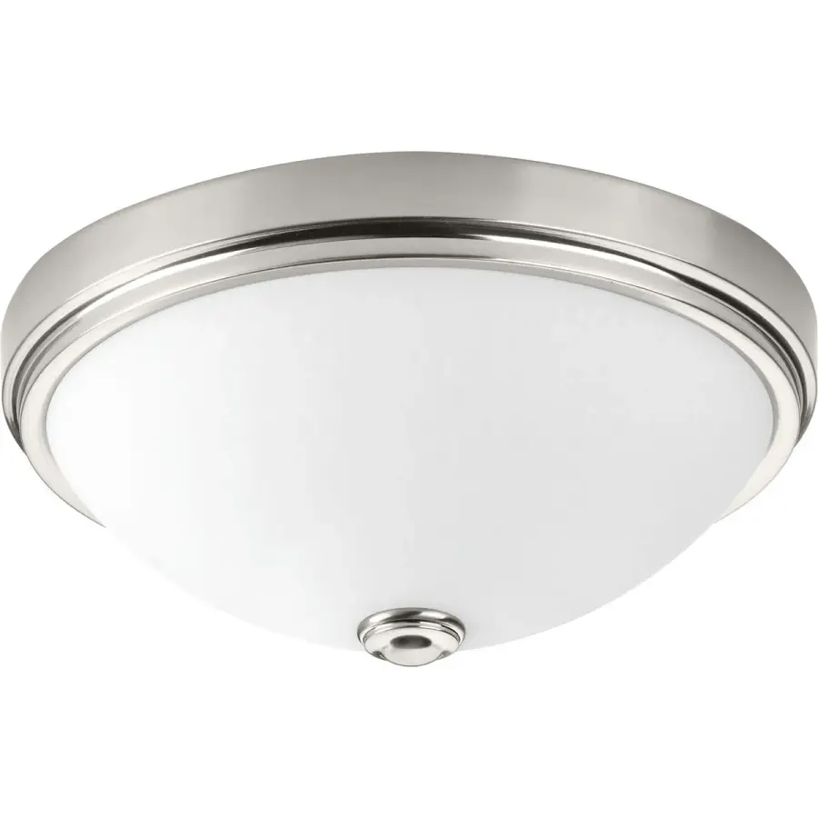 13" LED Linen Glass Flush Mount in Brushed Nickel