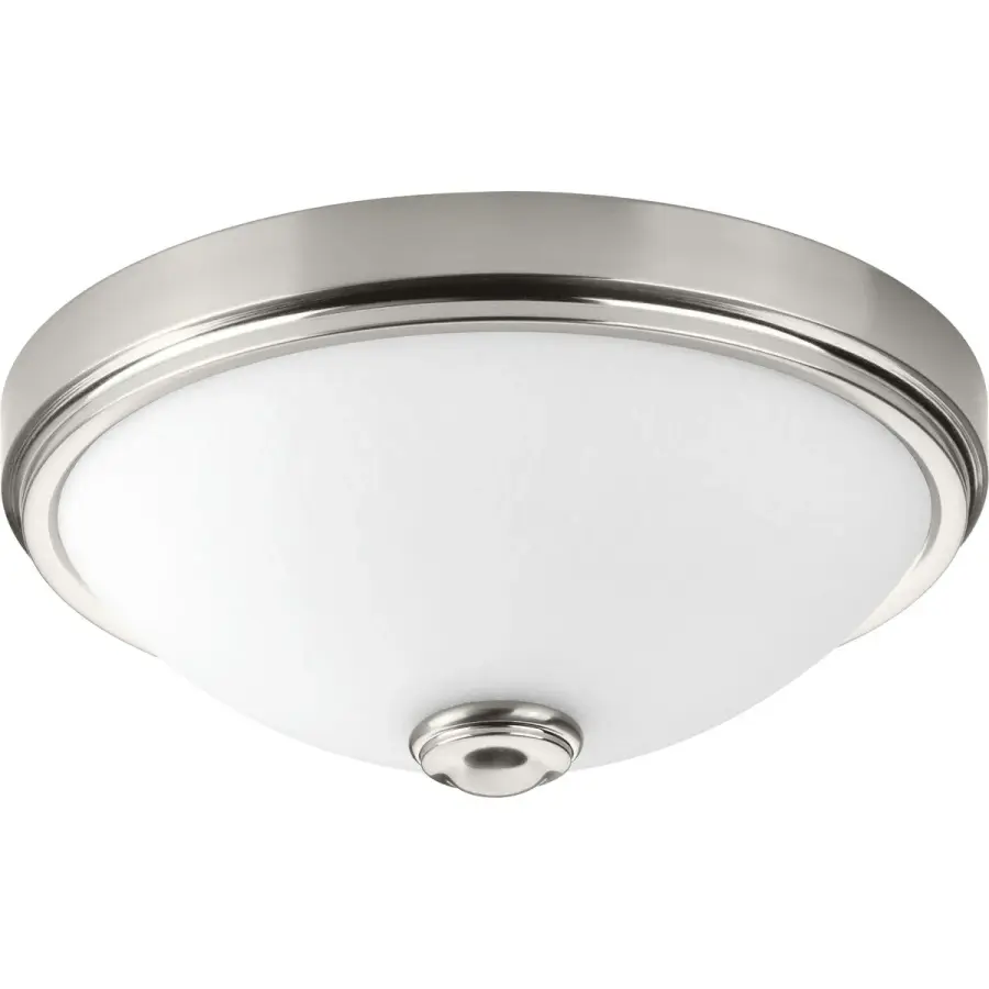 15" LED Linen Glass Flush Mount in Brushed Nickel