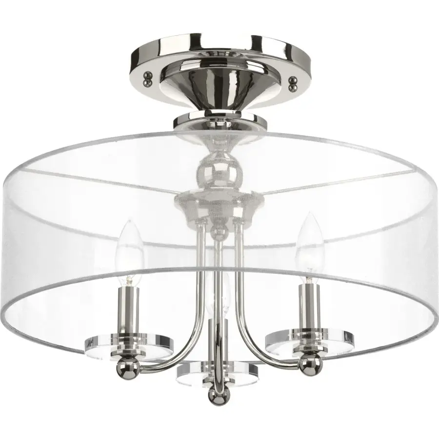 Elegant Three-Light Semi-Flush with Convertible Design Flexibility - Image 1