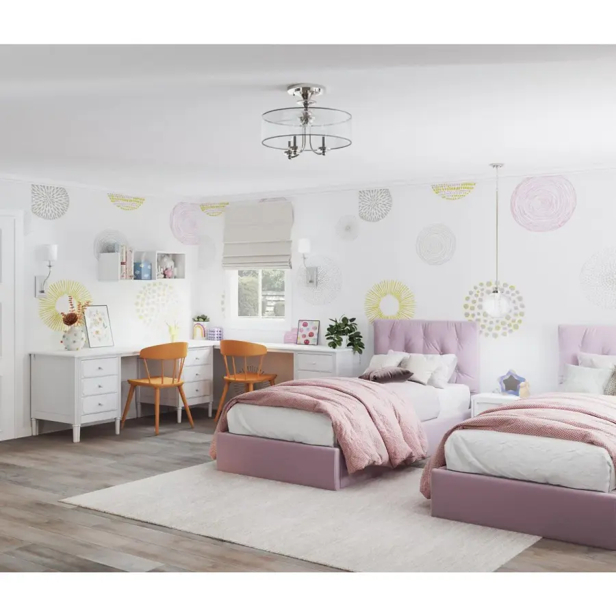 Elegant Three-Light Semi-Flush with Convertible Design Flexibility - Image 2