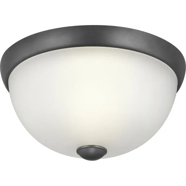 This 11-inch flush mount combines timeless glass dome styling with a modern graphite finish. Perfect for low-ceiling spaces, it delivers ambient lighting with traditional charm at an accessible price point.