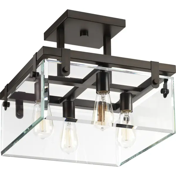 The Glayse Collection offers a sophisticated 16-3/4" semi-flush fixture with convertible mounting options. Its brushed nickel finish and contemporary design make it ideal for modern homes seeking elegant ceiling lighting. - alternate view