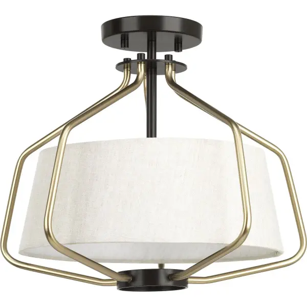 The Hangar Collection brings farmhouse charm with industrial edge to compact spaces. At 16 inches, this semi-flush mount offers convertible installation options and JA8 compliance for California energy standards. - alternate view