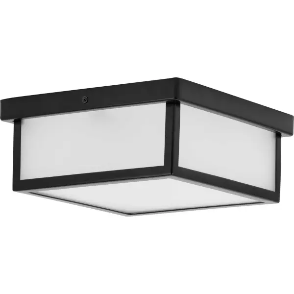 Foster a sophisticated atmosphere with this contemporary flush mount. A square, black frame attaches to a minimalist ceiling plate. A beautiful etched glass shade rests within the frame for a design sure to brighten any space with its fresh, elegant demeanor. Collection: Box LED Rooms: Hall & Foyer,Stairways,Kitchen Finish: Matte Black Glass: Etched Width: 10.13" Height: 4.25" Weight: 4.84 lb Wire: 6" Canopy: 10.125"x1"x10.125" Bulbs Included Number of Bulbs: 1 Maximum Wattage: 17.00 W Bulb Type: Module Light Source: LED Color Temperature: 3000 K CRI: 90 Rated Average Life: 60000 Voltage: 120.00 V Material: Steel Country of Origin: CN Safety Listing: cCSAus Safety Rating: Damp Energy Star Energy Efficient Title 20 Title 24 LED Manufacturer Warranty: 5-year Limited Warranty Spec Sheet Parts Diagram