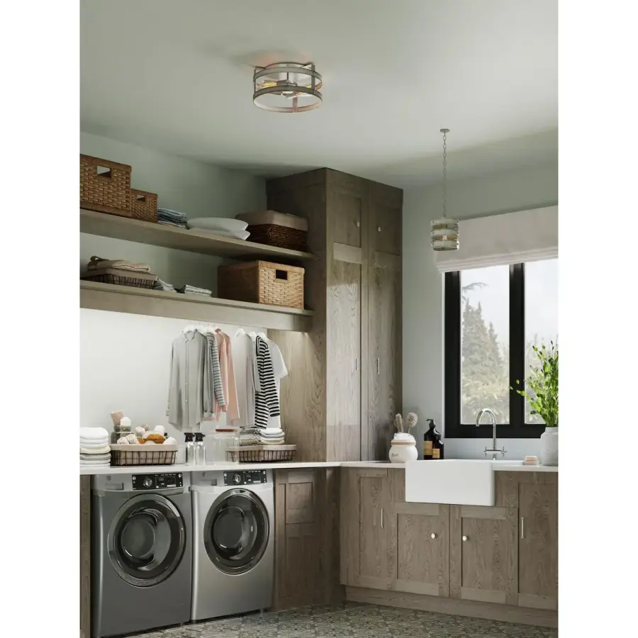 Industrial-Rustic Flush Mount with Galvanized Charm - Image 3