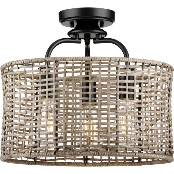 The Lavelle three-light fixture offers exceptional flexibility with convertible mounting options. Its black finish and transitional design blend rustic warmth with coastal elegance, making it ideal for various residential spaces.