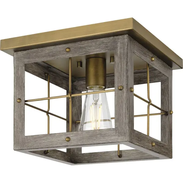 The Hedgerow flush mount brings rustic farmhouse style to spaces with limited ceiling clearance. Its brushed nickel finish and compact profile make it ideal for hallways, bedrooms, and transitional areas. - alternate view