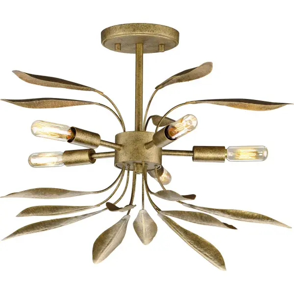 The Mariposa Collection offers flexible installation as either a semi-flush mount or hanging pendant, making it ideal for various ceiling heights. Its five-light configuration provides ample illumination for medium-sized spaces.