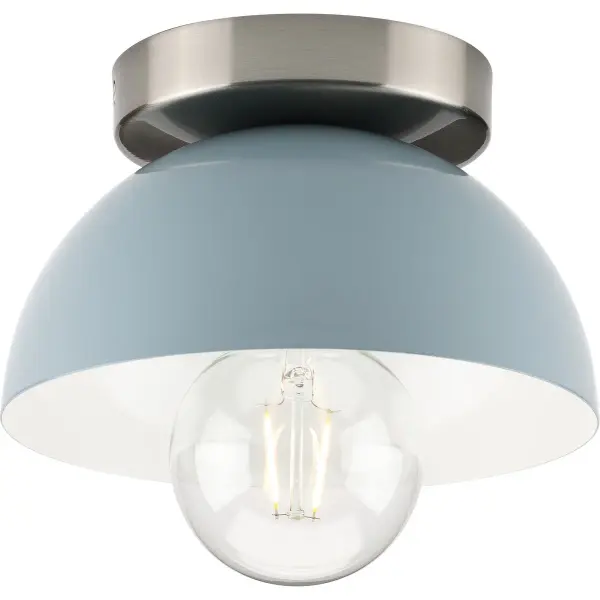 The Eva Collection brings mid-century style to low-ceiling spaces with its distinctive Coastal Blue finish. JA8-compliant and budget-friendly, this flush mount delivers character without sacrificing headroom.
