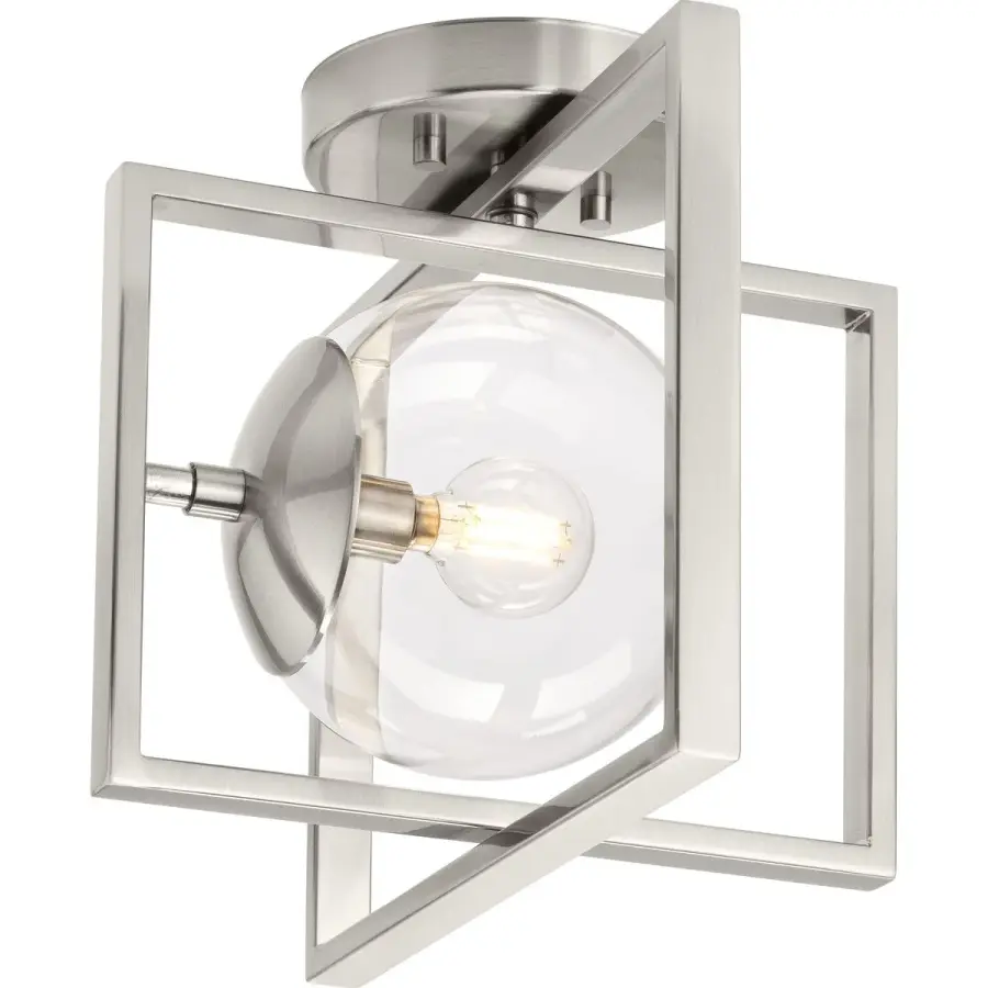 Atwell 10" Clear Glass Semi-Flush Mount Light - Image 1