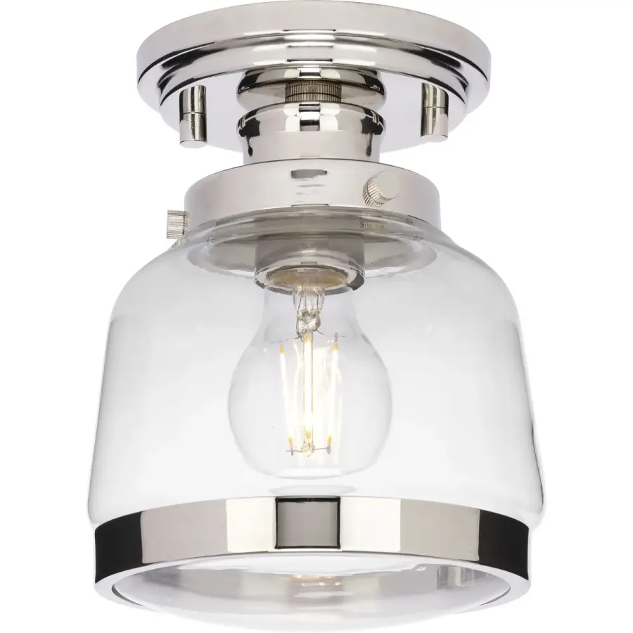 Judson 8" Clear Glass Semi-Flush Mount Light - Image 1