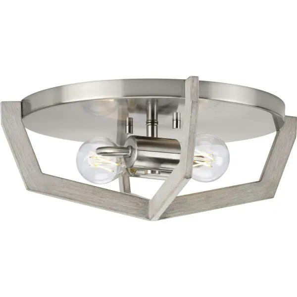 The Galloway flush mount blends modern farmhouse style with coastal elegance in a compact 15" profile. Perfect for low ceilings, it delivers ample two-light illumination with JA8 and Title 24 compliance.