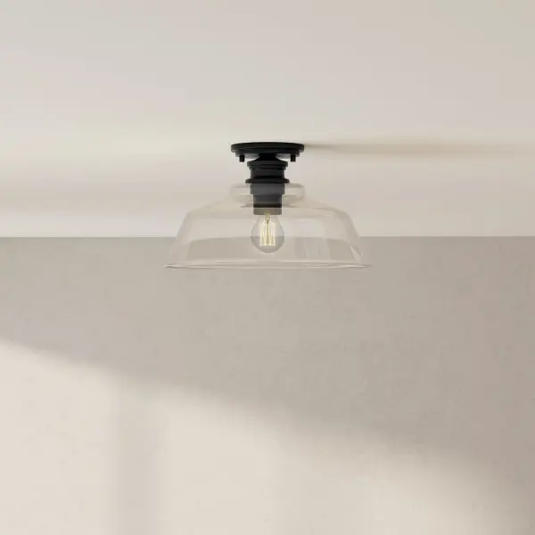 The Singleton Collection blends urban industrial style with farmhouse warmth in a compact 14-inch semi-flush design. Perfect for rooms with lower ceilings, this fixture delivers character without sacrificing headroom. - alternate view