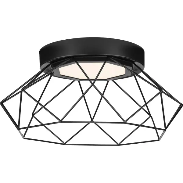 The Geodesic LED Flush Mount combines contemporary geometric styling with integrated LED technology and Title 24/JA8 compliance. Its matte black finish and low-profile design make it ideal for modern spaces with standard ceiling heights.