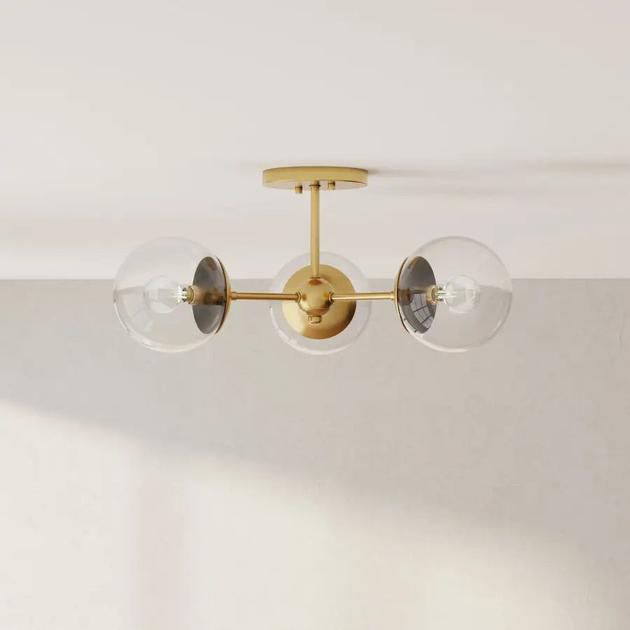 Atwell Three-Light Semi-Flush Mount in Brushed Nickel - Image 1