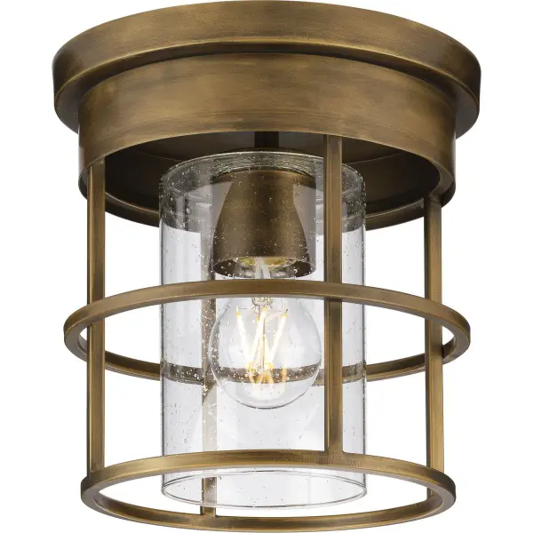 The Burgess flush mount blends modern clean lines with rustic farmhouse charm. Its aged bronze finish and close-to-ceiling design make it ideal for spaces with lower ceilings or where a subtle lighting presence is desired.